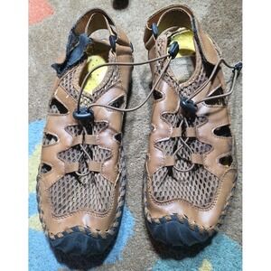 Menico Brown Mens 8 Rubber Toe Cap Leather‎ Handmade Breathable Water Sandals